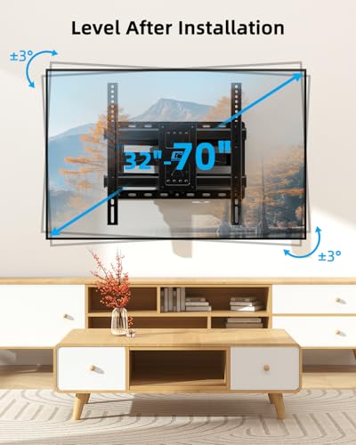 HOME VISION Full Motion TV Mount with Soundbar Bracket, 32-70" TVs, 132 lbs | Articulating Dual Arms, Smooth Swivel & Tilt, Max VESA 400x400 , Fits 8"/12"/16" Studs, Fits Universal Soundbars - size: 32-70" FM w/5746