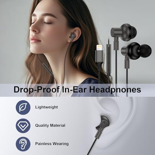 Wired Headphones Earbuds wtih Lightning Connector Magnetic Earphone Headset | Ear Buds Magnetic with Mic Volume Control HiFi Stereo,Noise Cancelling Compatible for iPhone 14 13 12 11 Pro Max XS 8 7 Plus