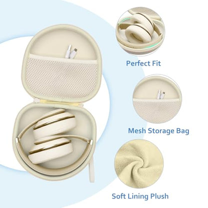 Headphone Case for JLab/Beats/TOZO/JBL/BERIBES/Picun Etc Headphones, Cream | for JLab JBuds Lux ANC/Go Lux ANC, Beats Studio Pro/Solo 4 3,TOZO HT3,KVIDIO Etc Headphone, Hard Shell Case for Travel Home - color: Cream