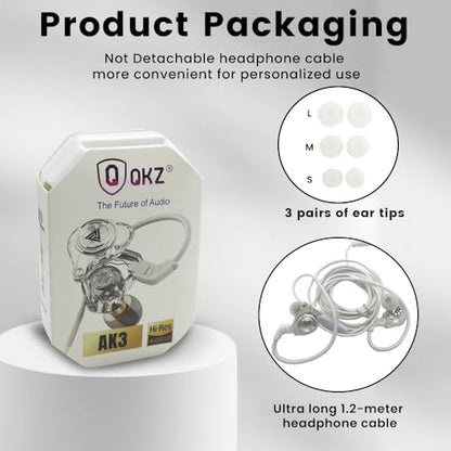 Wired Gaming Earbuds, Ak3file in Ear Monitors, Deep Bass Sound Wired Earbuds, HiFi in Ear Headphones with 1DD 10mm Dynamic Driver, IEM for Music Gaming Video Calling (White) - color: White