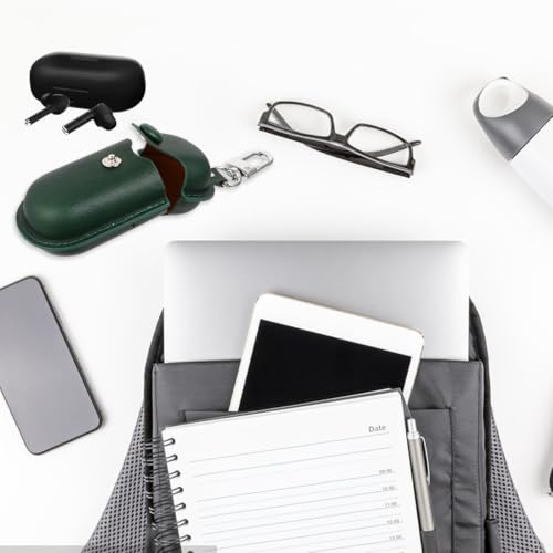 POPETPOP Waterproof Earphone Holder Protective Case for Earbuds 3i, Portable Dust-Proof Scratch-Resistant Earbud Storage in Dark Green for Travel and Daily Use