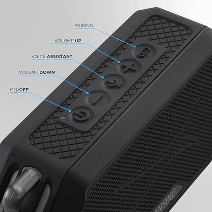 Altec Lansing Portable Bluetooth Speaker HYDRAMINI 2.0, IP67 Waterproof, Portable Speaker, 12h Playtime, Wireless Pairing, USB-C Quick Charge, Magnetic Bluetooth, Voice Assistant Integration - color: Black