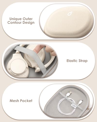 Headphone Case Hard for Bose QuietComfort Ultra QC45 QC35 QC25 QC15 QCSE - color: Beige