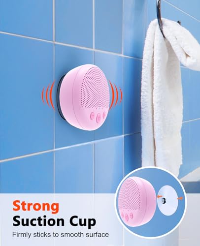 LENRUE Shower Speaker, Bluetooth Waterproof Speaker Wireless, Portable Speaker with Clear Loud Sound, Suction Cup, Lanyard, Ideas Gifts - color: Pink