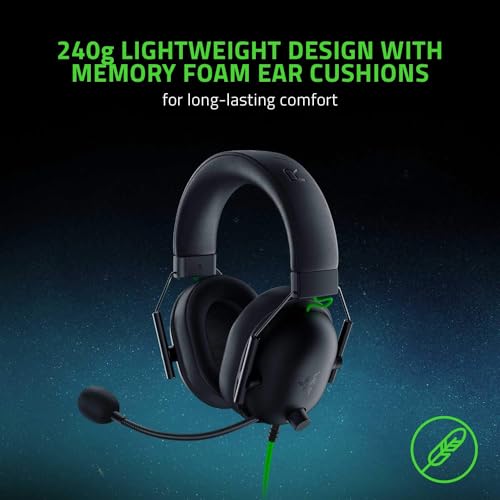 Razer BlackShark V2 X Gaming Headset: 7.1 Surround Sound Capable - 50mm Drivers - Memory Foam Cushion - for PC, PS4, Nintendo Switch - 3.5mm Headphone Jack - Classic Black (Renewed)
