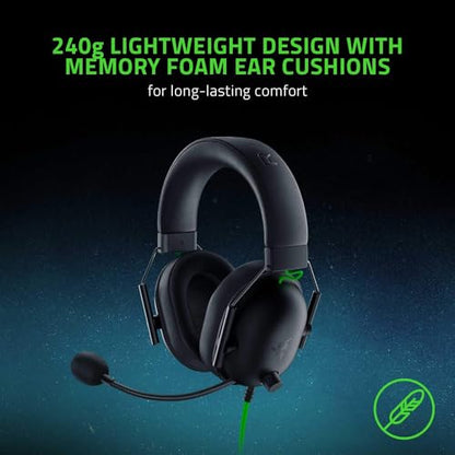 Razer BlackShark V2 X Gaming Headset: 7.1 Surround Sound Capable - 50mm Drivers - Memory Foam Cushion - for PC, PS4, Nintendo Switch - 3.5mm Headphone Jack - Classic Black (Renewed)