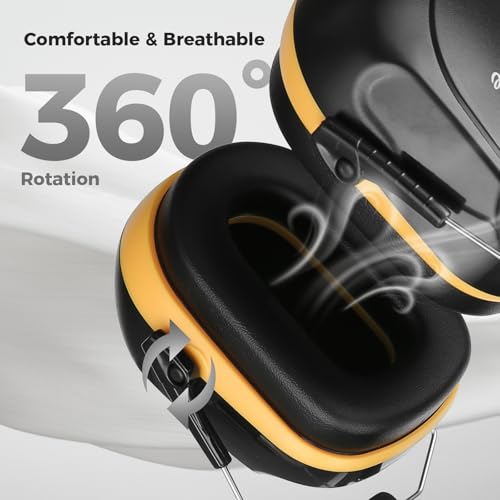 ProCase NRR 28dB Noise Reduction Ear Muffs, Foldable Adjustable Noise Cancelling Headphones - color: 1 - Orange