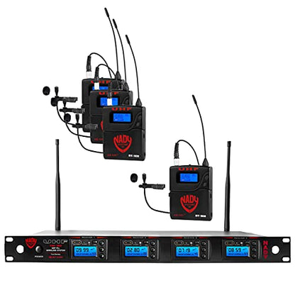 Nady 4W-1KU LT Quad True Diversity 1000-Channel Professional UHF Wireless System with 4 Lapel/lavalier Microphones – AutoScan – Automatic Transmitter Pairing – True Diversity – All Metal Construction - size: Quad Transmitter, style: Lavalier Microphone Sy