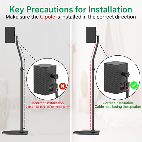 Speaker Stand Pair for Samsung Stands and Wall Mount - 33" to 42" Height Adjust Floor Stand for Samsung Surround Sound Rear Speakers with Keyhole & Thread Hole