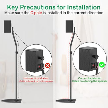 Speaker Stand Pair for Samsung Stands and Wall Mount - 33" to 42" Height Adjust Floor Stand for Samsung Surround Sound Rear Speakers with Keyhole & Thread Hole