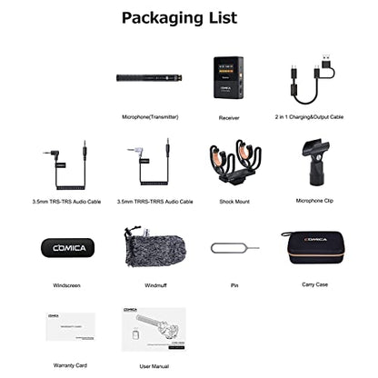 COMICA CVM-VM30 2.4G Super Cardioid Wireless Shotgun Microphone for Camera | Condenser Microphone for Smartphone, and PC with 75/150Hz, Universal Video Microphone for Filmmakers, Vloggers