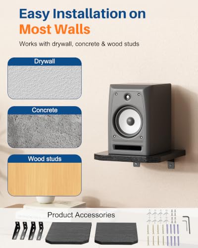 BYMECOST Speaker Wall Mount, Adjustable Rear Speaker Wall Mount Shelves - color: Style 2