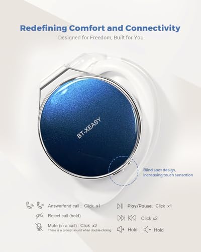 Micool Open Ear Headphones Bluetooth 5.4, Sport On Ear Headphones Wireless, Water-Drop Shaped Noise Cancelling Clip On Headset Bluetooth with Long Battery Life, Comfort Fit 4 Microphones Earphones - color: White&Silver&Blue