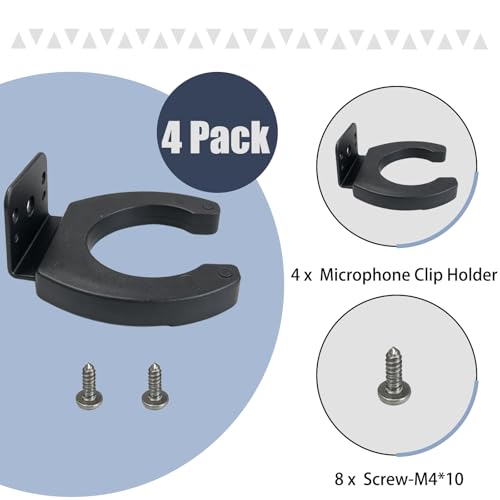 4-Pack Black Microphone Clip Holder 43mm for Mic Stand Wall Mount - size: 4Pcs
