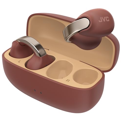 JVC Nearphones Open Ear True Wireless Headphones - Open Ear Earbuds - Bluetooth 5.3-24H Playback - IPX4 Water Resistant - Built-in Mic - Awareness & Comfort - Ear Clip Earbuds - HANP1T - color: Maroon