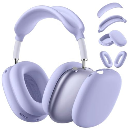 Lerobo Ear Covers for AirPods Max, Soft Silicone Earcup Case/Anti-Scratch Earpad Cover/Headband Cover, Soft Silicone Accessories Protective Cover for Apple AirPod Max 2024/2020, Lightpurple - color: LightPurple