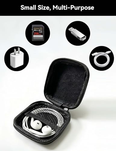 MAS CARNEY Earphone Case, Headphone Earbud Hard Protective Carrying earplug Case Bag for Wired Earphones MP3 Small Items - color: Blue, style: Square