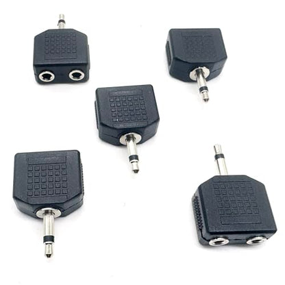 5pcs 3.5mm 1/8 Inch 1/8” Mono TS Male to Dual 2 Port 3.5mm Female Mono Audio Y Splitter Microphone Headphone Adapter Connector Converter
