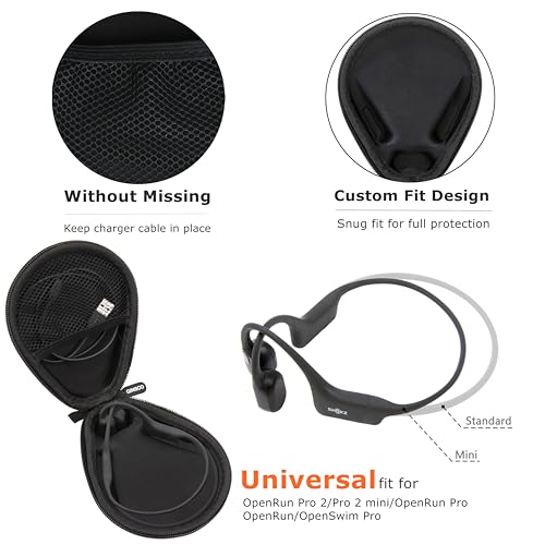 Ginsco Universal Bone Conduction Headphones Case Compatible with SHOKZ New OpenRun Pro 2/Pro 2 Mini/OpenRun/OpenSwim Open-Ear Sport Headphones, Compatible with CXK/Raycon/BAICLUD/MRYTKY (Blue Navy) - color: Blue Navy