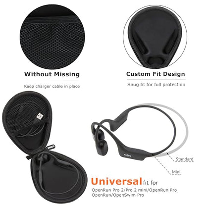 Ginsco Universal Bone Conduction Headphones Case Compatible with SHOKZ New OpenRun Pro 2/Pro 2 Mini/OpenRun/OpenSwim Open-Ear Sport Headphones, Compatible with CXK/Raycon/BAICLUD/MRYTKY (Blue Navy) - color: Blue Navy