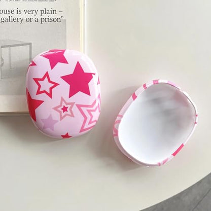 Case Compatible with AirPods Max Headphones, Soft TPU Cute Pink Star Pattern Anti-Scratch Protective Ear Cup Covers Headphone Cases for Woman Kids - color: pink stars