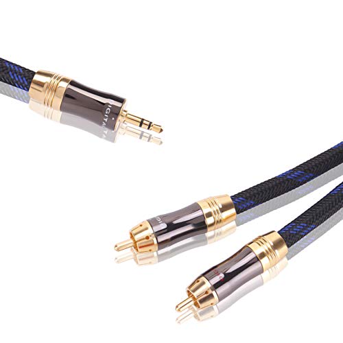Dual Shielded (OD 8.0mm) 3.5mm AUX to 2 RCA Audio Adapter Cable (10FT) - size: 10 Feet