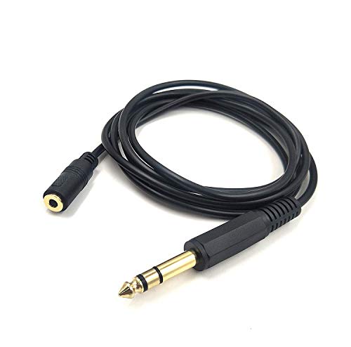 3.5mm to 6.35mm Audio Cable Golden Plated 1/8 inch Female to 1/4 inch Male TRS Stereo Audio Jack Converter Adapter Extension Wire Cord 5FT/1.5M(3.5F-6.35M)