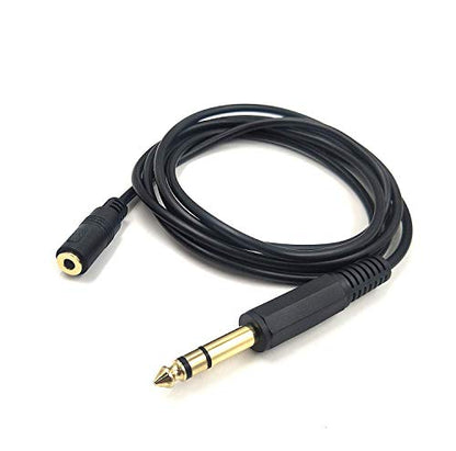 3.5mm to 6.35mm Audio Cable Golden Plated 1/8 inch Female to 1/4 inch Male TRS Stereo Audio Jack Converter Adapter Extension Wire Cord 5FT/1.5M(3.5F-6.35M)