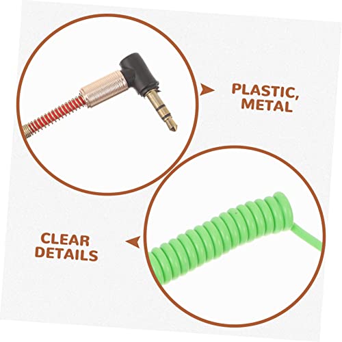 4-Pack 3.5mm Male to Male Audio Cable Coiled Stereo Aux Cord Angled and Straight Connectors Shielded TRS Patch Cable for Car Speakers Mixers Microphones Cameras Recorders