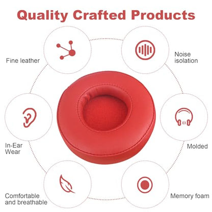 Alitutumao Replacement Earpads Ear Cushions Ear Cups Repair Parts Compatible with Beats by Dr Dre Pro/Detox Wireless Headphones Memory Foam Ear Pads (Red) - color: Red Earpads