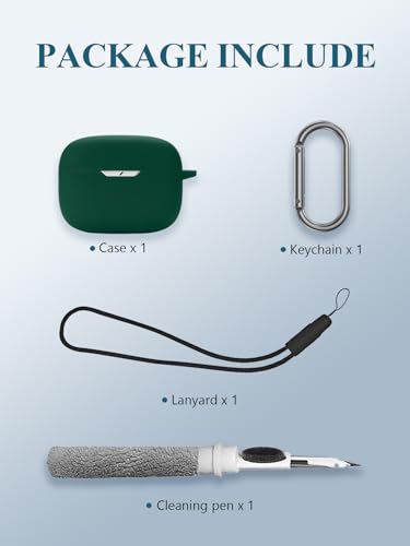 Case for JBL Vibe Beam 2/Vibe Beam - True Wireless Noise Cancelling Earbuds, Soft Silicone Protective Portable Scratch Shock Resistant Shell with Cleaner Kit & Carabiner & Lanyard，Green - color: GREEN