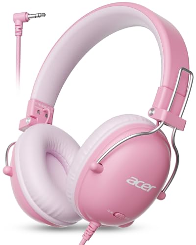 Acer Kids Headphones Wired for School, 74-85dB Limiter, Pink OHW342 - color: Pink