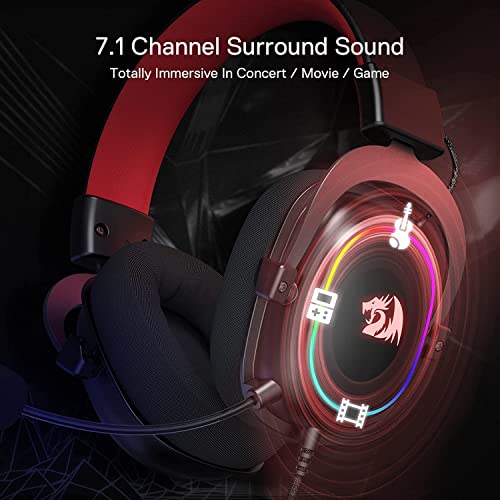 Redragon H510 Zeus-X RGB Wired Gaming Headset - 7.1 Surround Sound - 53MM Audio Drivers in Memory Foam Ear Pads w/Reliable Fabric Cover- Multi Platforms Headphone - USB Powered for PC/PS4/NS | Gaming Headset Breathable Fabric Removable Microphone Immersiv