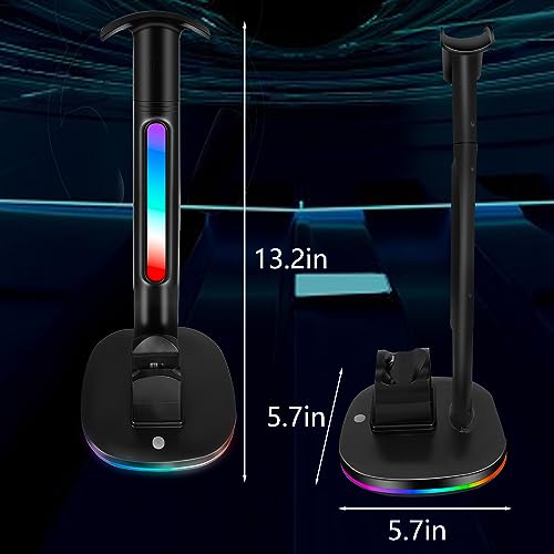 PS4 Controller Charger with RGB Headphone Stand, JDGPOKOO PS4 Controller Charger Dock Station with 2 USB Charging Ports, Headset Stand for PlayStation 4 Charging Station, Black