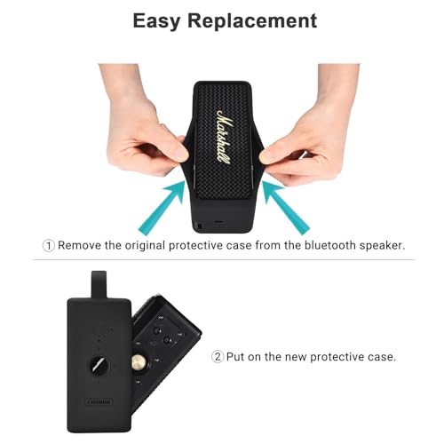 Silicone Protective Case Skin Cover Compatible with Marshall Emberton III Portable Bluetooth Speaker (Black)