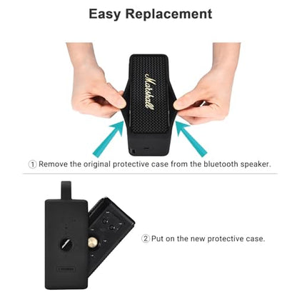 Silicone Protective Case Skin Cover Compatible with Marshall Emberton III Portable Bluetooth Speaker (Black)