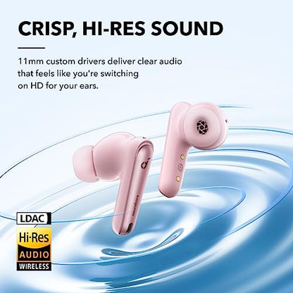 Soundcore by Anker Liberty 4 NC Wireless Earbuds | 98.5% Noise Reduction, Adaptive Noise Cancelling to Environment, Hi-Res Sound, 50H Battery, Wireless Charging, Bluetooth 5.3 - color: Pastel Pink