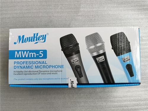 Moukey Karaoke Microphone, Dynamic Microphone with 13 ft Cable, Metal Handheld Cardioid Wired Mic, XLR Microphone for Singing, Compatible w/Karaoke Machine/PA System/Amp/Mixer, Black