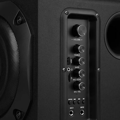 2.1 Computer Speakers with Subwoofer, 100W RMS, Bluetooth 5.3, Black | A 6.5-inch subwoofer, wood cabinets and silk dome tweeters. AUX/RCA, optical and coaxial inputs for PCs, TVs and turntables. - color: Black