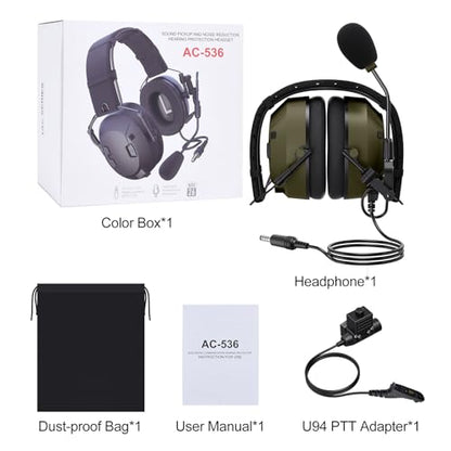 Tactical Walkie Talkie Sound Pickup Noise Reduction Headphones Hunting Shooting Airsoft Earmuffs Shooting Ear Protection Mic Microphone Earpiece for Motorola APX 6000 6000r 6000li 60000xe