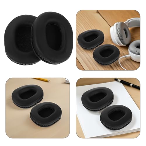 2Pcs Oval Foam Earphone Sponge Covers Replacement Ear Pads for Headphones and Office Headsets, Sweat-Resistant Earbud Pad Protectors, Black 100X80Mm for Long Wear Use
