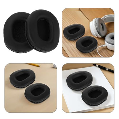 2Pcs Oval Foam Earphone Sponge Covers Replacement Ear Pads for Headphones and Office Headsets, Sweat-Resistant Earbud Pad Protectors, Black 100X80Mm for Long Wear Use