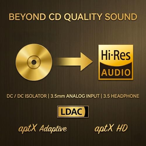 SLASH 5 LDAC Bluetooth to RCA Audio Receiver | Hi-Fi Wireless DAC with aptX Adaptive, HD, AAC, stereo 3.5 Aux & Headphone Amp