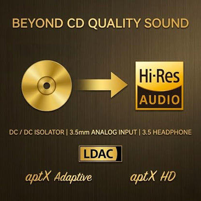 SLASH 5 LDAC Bluetooth to RCA Audio Receiver | Hi-Fi Wireless DAC with aptX Adaptive, HD, AAC, stereo 3.5 Aux & Headphone Amp