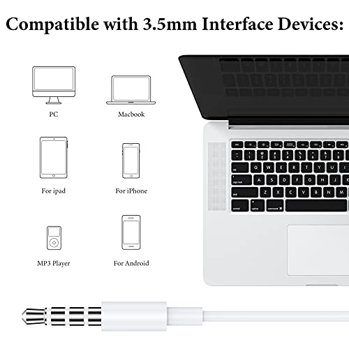 3.5mm Wired Earbuds Earphones for Samsung Galaxy A15 A14 A13 A12 A11 A20 S9 | Wired Headphones with Mic, HiFi Stereo Earphones for iPhone/iPod/MP3/MP4/Computer/Laptop/Android/Kids/School Student, White