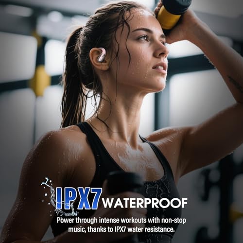 Open Ear Headphones Bluetooth 6.0 Immersive Stereo, 2026 Wireless Sports Earbuds with Wide Area Tap, 45Hrs Lightweight Comfort Ear Buds with ENC Mic, IPX7 Waterproof Earphones for Gym/Running Rose - color: Rose