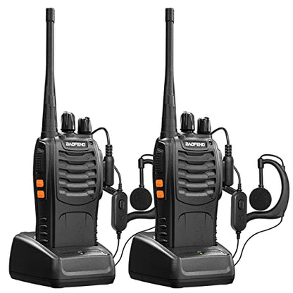 Baofeng Walkie Talkies BF-888s Rechargeable Two-Way Radios for Adults Long Range Handheld Communicator Professional UHF Interphone 2 Pack Walky Talky Set with Earpiece,Li-ion Battery and Charger - color: Black-2Pcs