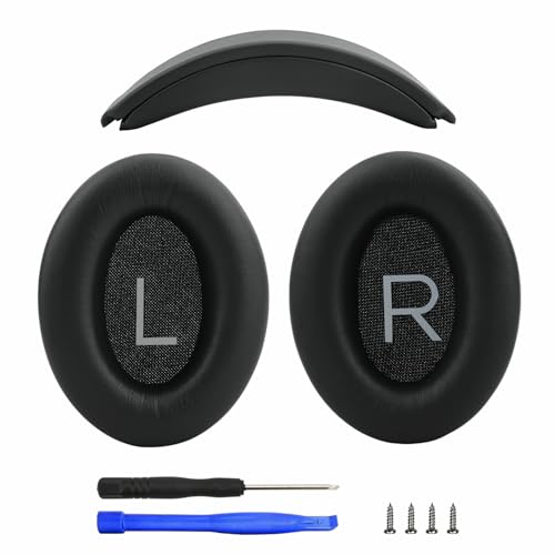 Replacement Headband Cushion and Earpads for Bose QC35 QC45 Headphones with Noise Isolation Memory Foam (Black) - color: Black