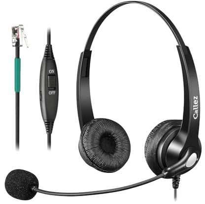 Callez RJ9 Polycom Phone Headset for Polycom VVX411 VVX311 VVX500 VVX601 | Telephone Headset with Noise Cancelling Mic, Volume Controls, Phone Headphone for Polycom VVX250 VVX400 VVX410 Office Phones