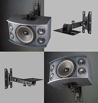 SPS-508 Speaker Wall Mount Stand, Rotatable Angle, Adjustable Swivel Tilt Speaker Mount Bracket, Home Surround Sound System 100 lbs Capacity (2 Packs, Black)